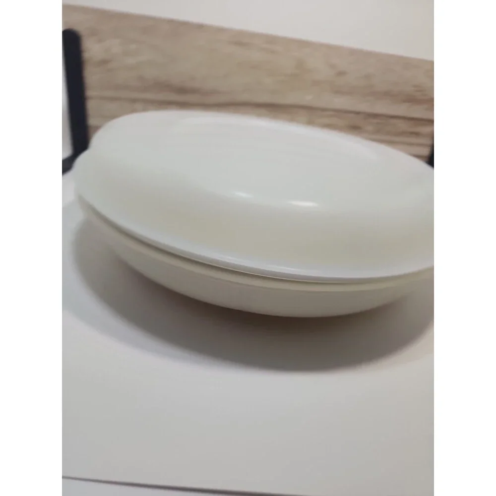 Vintage Tupperware 1708-6 Divided Veggie Dish Vegetable Tray Almond White w/ Lid